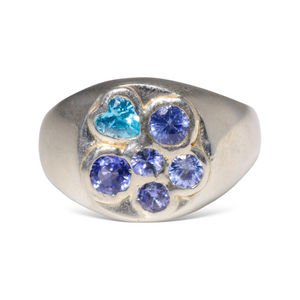 Blue Hearts Signet Ring