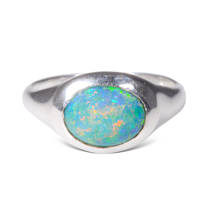 Aussie Opal Ring - Bright Blue