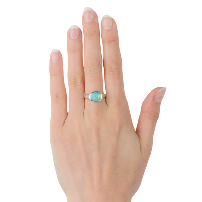 Aussie Opal Ring - Bright Blue