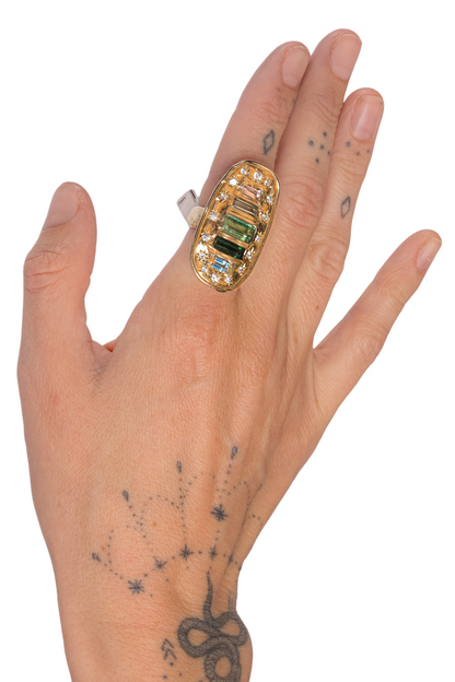 Tourmaline Protection Shield Ring